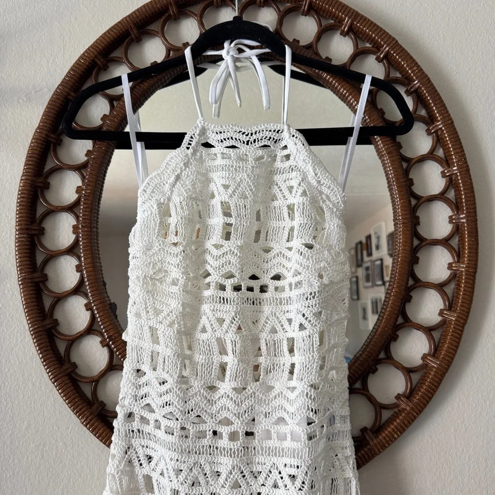 Revolve Rumer white crochet beach cover up XS - Picture 2 of 10